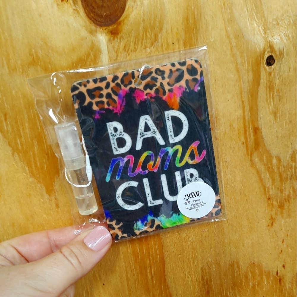 Bad Moms Club Leopard Print Felt Hanging Car Freshie